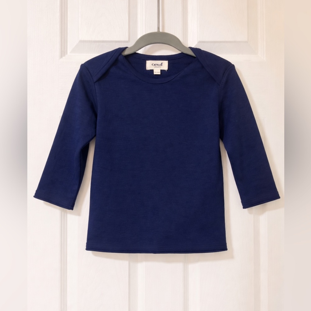 🌿 Oeuf Organic Cotton Long Sleeve Tee – 18–24M – Navy 🌿